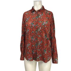ANTHROPOLOGIE BUILDING - WOMEN'S 2 - BURNT ORANGE CORDUROY BUTTON UP SHIRT